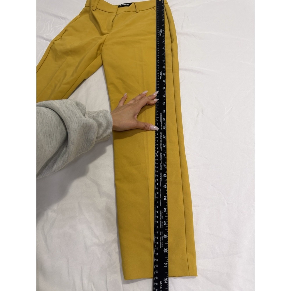Express Columnist Ankle Pants 00P Petite Yellow Mid Rise Stretch Slim - Picture 7 of 8